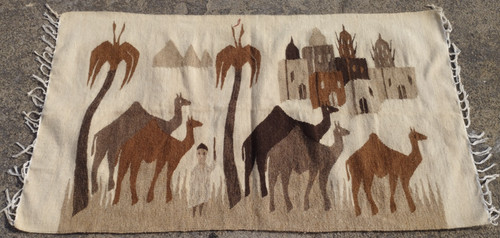 Vintage Traditional Oriental Egypt Multicolor Wool Kilim Rug Carpet 127x72 cm