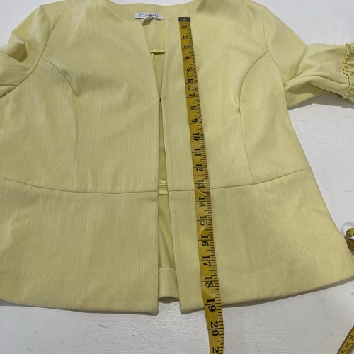 Roz & Ali Cropped Bolero Jacket Women's Size S Yellow Peasant Ruffled Sleeves - Picture 5 of 8