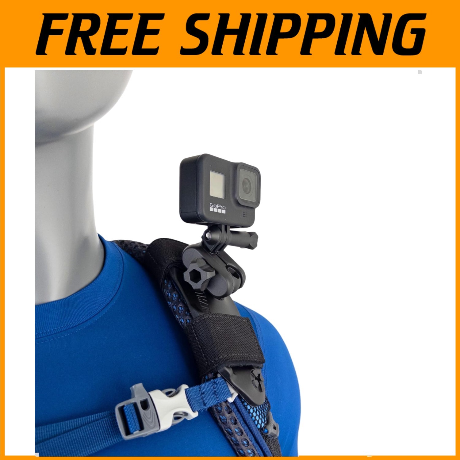 High-Stability Backpack Mount for Action Cameras