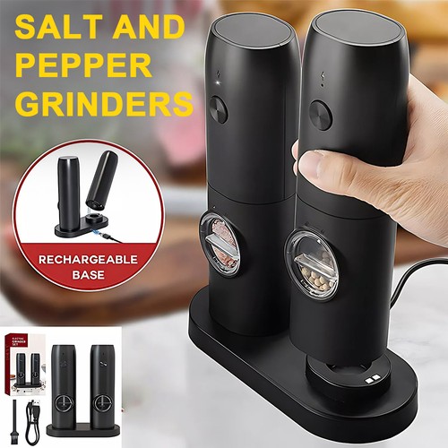 2pc New Electric Salt And Pepper Grinder Set, Rechargeable Salt And Pepper Mill - Picture 2 of 18