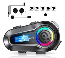 Bluetooth 5.3 Motorcycle Helmet Intercom Headset 2 Riders 1000M Music Share LED