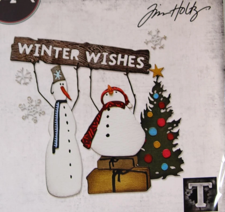 SIZZIX Tim Holtz Die Set Twig & Stump #666072 Thinlits Christmas Tree Snowmen - Image 2 of 4