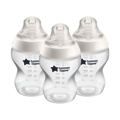 Tommee Tippee Closer to Nature Baby Bottles,Breast-Anti-Colic Valve,9oz, 3 Count