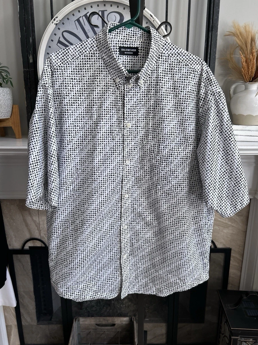 Balenciaga Short Sleeve Casual Button-Down Shirts for Men for sale