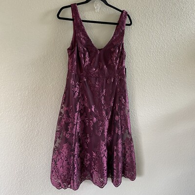 LULUS Dress Womens Large Purple Belynn Midi Embroidered