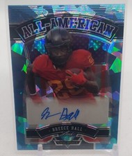 2022 Leaf Valiant All-American Blue Crystals #3/7 Breece Hall #AA-BH1 Auto RC