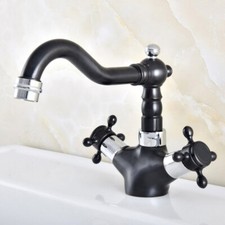 Kitchen Wet Bar Bathroom Sink Faucet Black Silver Brass Single Hole enf481