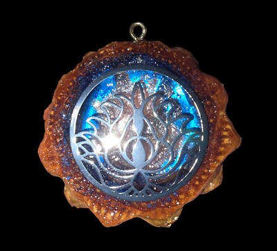  Knobcone (THIRD EYE) With Silver  Decal Resin Filled PENDANT