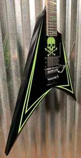 Green Sawtooth Flying V Electric Guitar Scalloped Floyd Rose Tremolo Bridge,Top