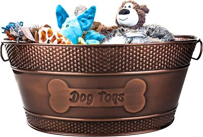 Indestructible Metal Dog Toy Bin Copper 15 Quart, Bronze