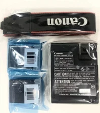 Genuine Canon Rebel Camera Battery x2, Charger, Strap Fits ONLY T3/T5/T6/T7