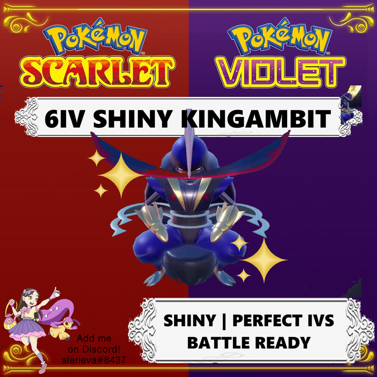 KINGAMBIT ⚡SHINY⚡/NORMAL 6IV BATTLE READY VGC 23 - POKEMON SCARLET AND  VIOLET