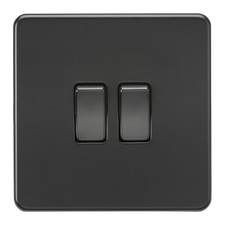 KNIGHTSBRIDGE SCREWLESS FLATPLATE LIGHT SWITCHES & SOCKETS MATT BLACK RANGE