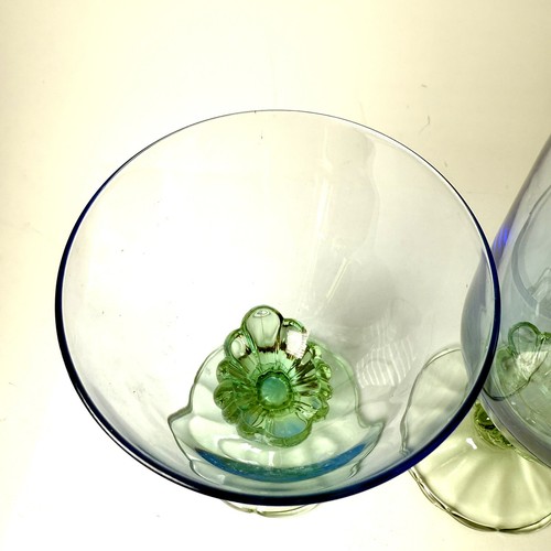 Bormioli Rocco Bahia Ice Tea Glass Blue Green Goblet Water Wine Ice Tea Set Of 2 - Picture 5 of 10