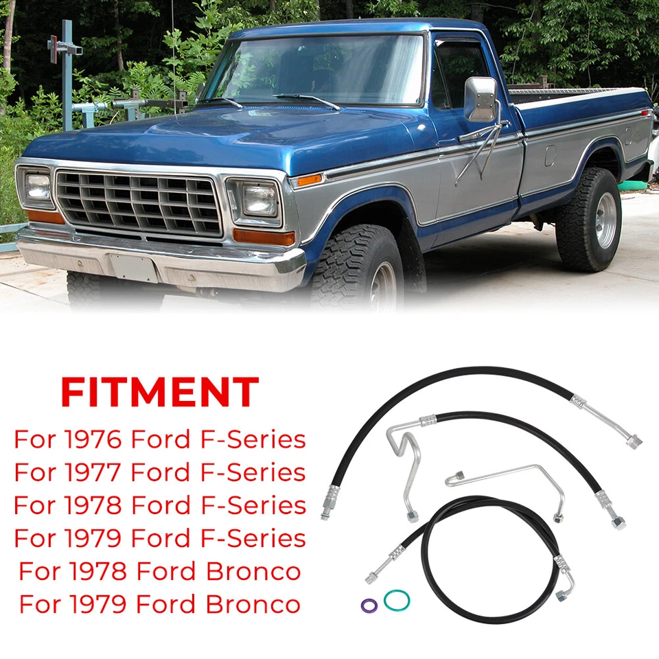 A/C Discharge & Suction A/C Hoses Lines Set For Ford F100 F150 Bronco V8 1976-79 Foto 3 de 4