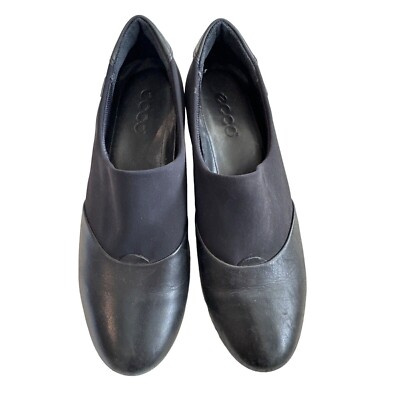 Ecco Womens Shoes Sz 37 Black Sculptured GTX Gore-Tex Slip On Pump Comfort Heel