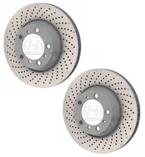 SHW Performance Pair Set 2 Rear Drilled 330mm Disc Brake Rotors for Porsche 911
