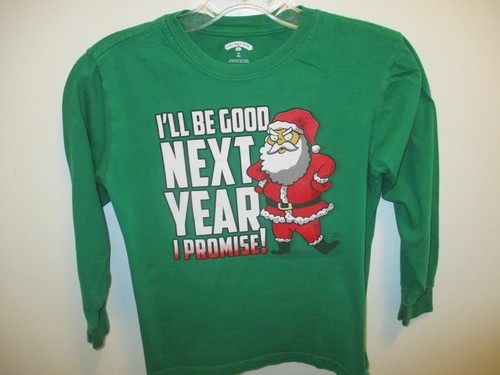 CHRISTMAS HOLIDAY Boy's Long Sleeve T-Shirt Medium(8) Green Humorous