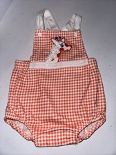Vintage Carters Bubble Romper Giraffe Orange Checkered Unisex Baby 9 Months
