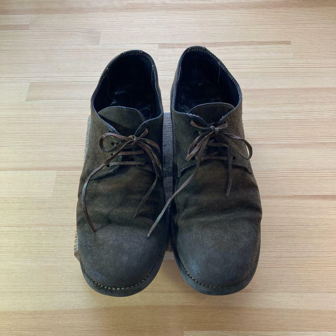 Guidi Derby Shoes Size 40 US 7 Black Genuine Leather Suede Plain Low-Top #9935A