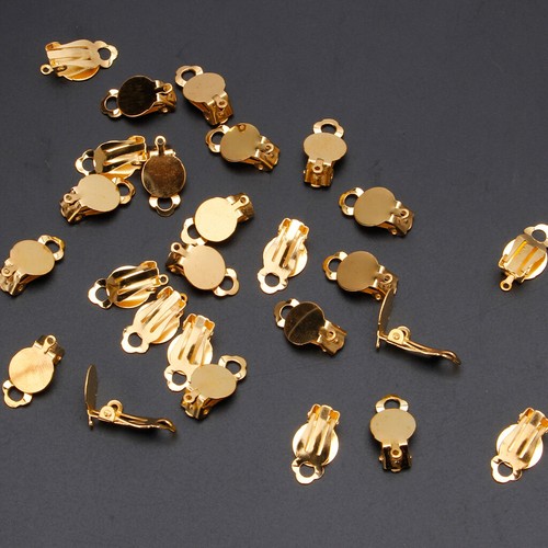 50Pcs Tray Flat Round Clip-on Earring Converter DIY Earring Pierced into Clip on - Picture 6 of 11
