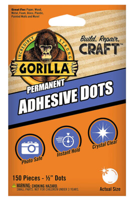 Gorilla Glue Permanent Adhesive Dots Crystal Clear (150 dots)