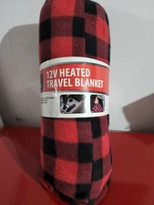 Treksafe Automotive 12v Heated Travel Blanket Black & Red NEW - FREE SHIPPING