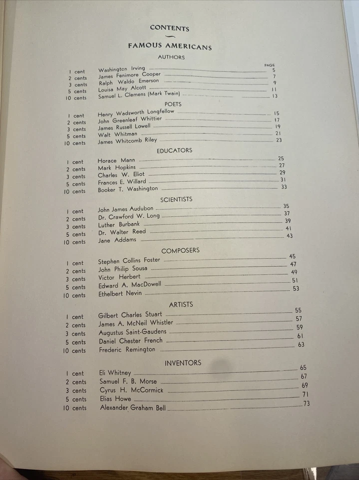 US Stamp Album Famous Americans Series 1940 with cpl set of single & blocks of 4 - Image 3 of 4
