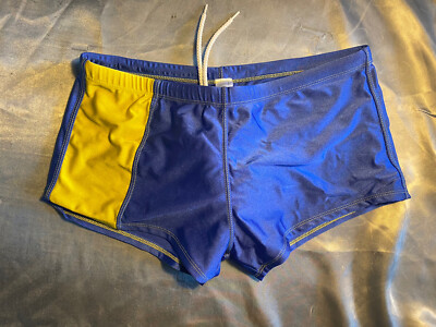 gary majdell Badehose blau gelb glänzend Spandex Lycra Speedo L Speedo