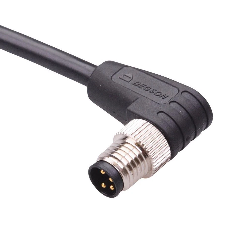 DEGSON 4 Way M8 Prewired Right Angle Male Industrial Circular Connector IP67 3A