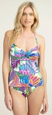 Trina Turk Paradise Plume Tankini Top Shirred Bottom Swimsuit Set 170