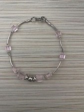 Silver Bracelet with light pink beads