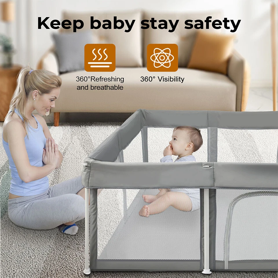 Bopeep Kids Playpen Pop-up Foldable Baby Safety Mesh Fence Toddler Play Center - image 4 of 4