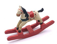 Vintage Wooden Rocking Horse Nursery Toy Dollhouse Miniature Rare