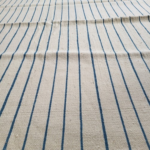 Vtg Handmade Moroccan White Blue Rug Striped Area Tribal Berber Wool Carpet 12x6 - Picture 18 of 24