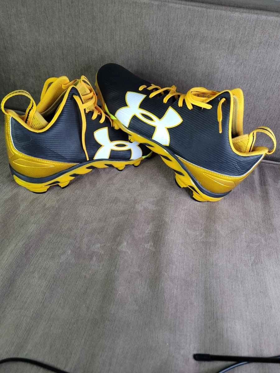NEW Under Armour Spine Football Cleats Gold Black 1287493 054 Mens Size 14.5