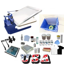1 Color Screen Printing Kit Ink Squeegee Silk Screen Printer Press Start Hobby