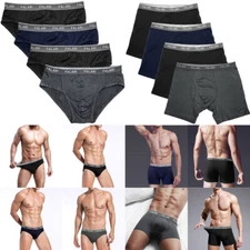 Falari Men's 4-Pack Bamboo Rayon Briefs or Boxer Briefs Underwear Ultra Soft