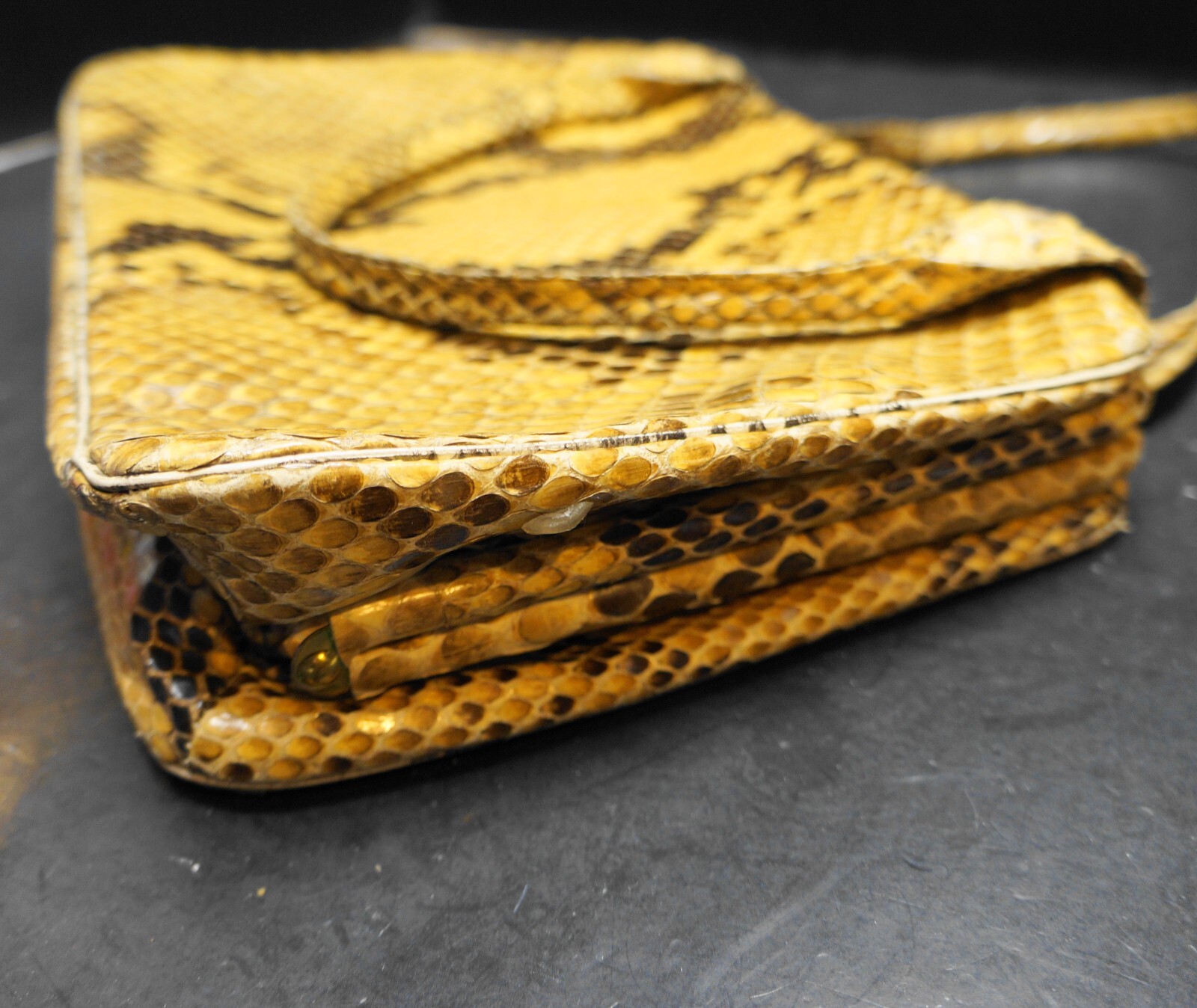 Vintage Python Snakeskin Tan Brown Handbag Purse - image 6