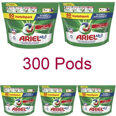 5x 60 pods Ariel Waschmittel All-in-1 Original Universal Fleckenentfernung - Bild 1 von 3