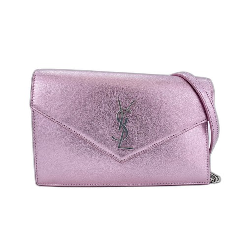 Authentic YVES SAINT LAURENT Shoulder Bag leather pink  WS33066