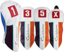 Majek Retro Leatherette Vintage Colorful Designer Rouge 1/3/5/X Headcovers Set