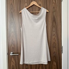 ASOS Ivory Cream Boucle Textured Cowl Neck Draped Sleeveless Mini Dress 14 NEW