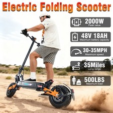 2000W Electric Scooter 48V 18AH 35MPH 35Miles Range Foldable Adult Kickboard USA