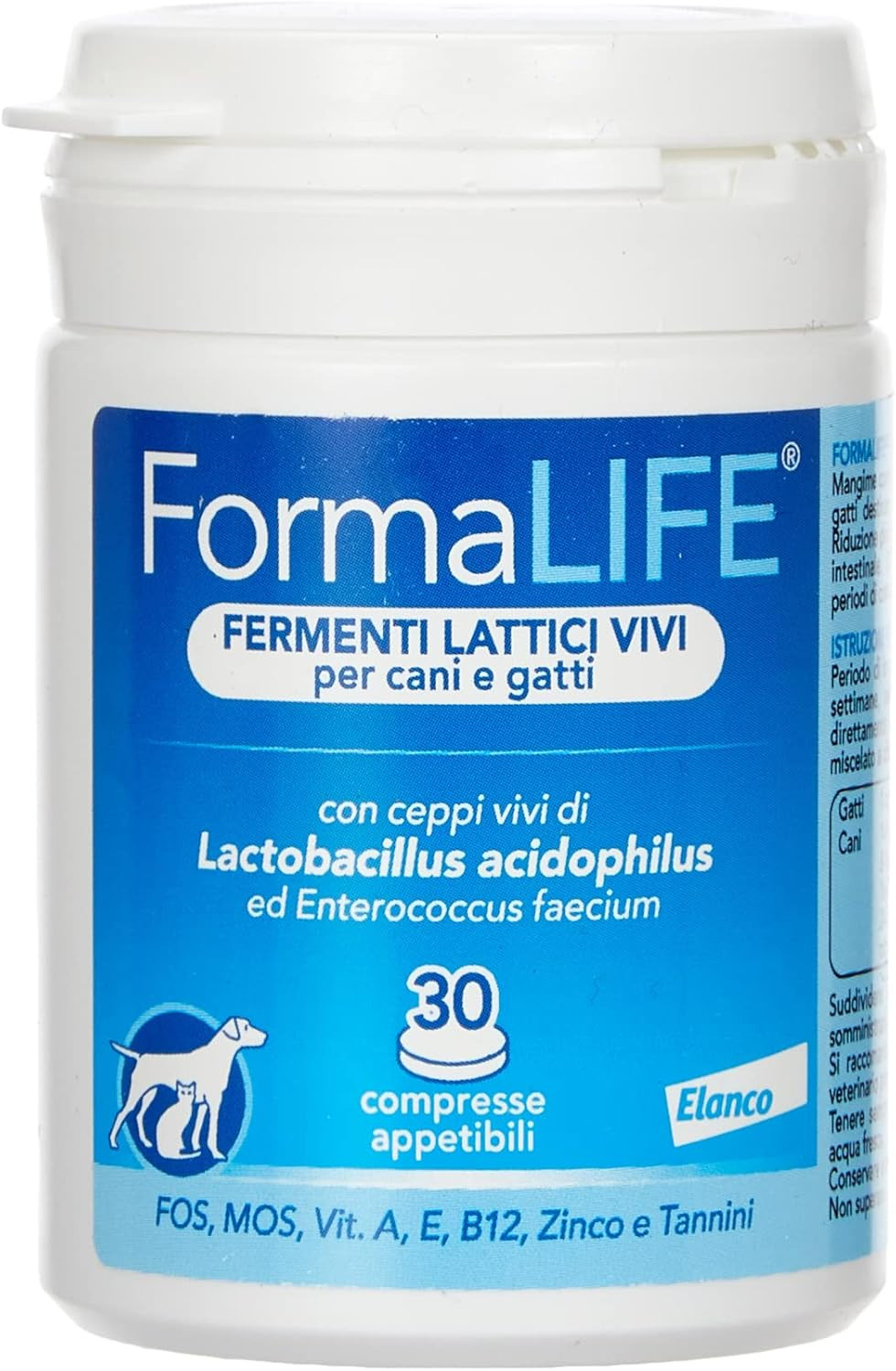 Formalife Fermenti Lattici Vivi per Cani E Gatti, 30 Compresse Appetibili