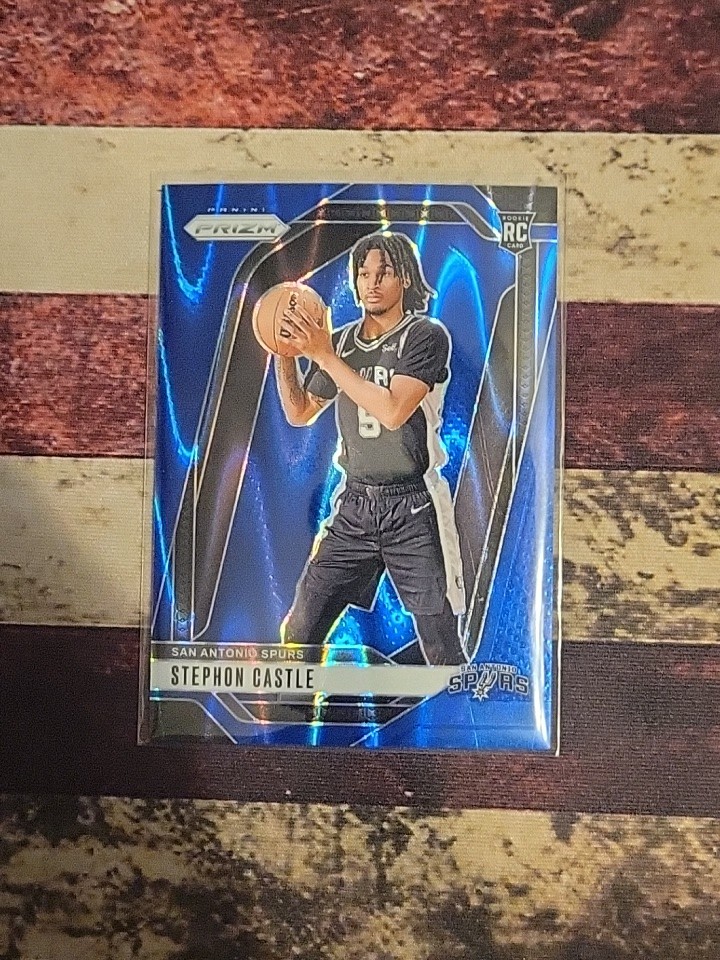 2024-25 Panini Prizm Stephon Castle #234 Blue Seismic Prizm /99 Spurs Rookie 