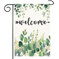 Spring Summer Floral Welcome Garden Flag 12 x 18 Inch Double Sided,Eucalyptus...