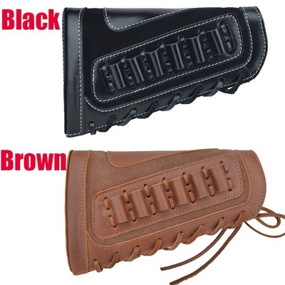 Full Grain Leather Rifle Ammo Shell Buttstock Holder for 410GA .308 .45/70 .44MA