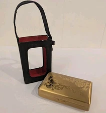 Vintage Elgin American Compact Carryall Purse Gold Black Makeup Case Art Deco