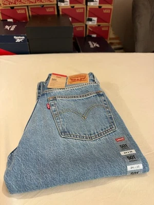 Levi's 501 Original Femme Bleu Clair 24x32 | Jean Droit Iconique Neuf - Photo 1/4